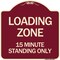 Signmission Loading Zone 15 Minutes Standing Heavy-Gauge Aluminum Architectural Sign, 18" x 18", BU-1818-24550 A-DES-BU-1818-24550 - alternate 1
